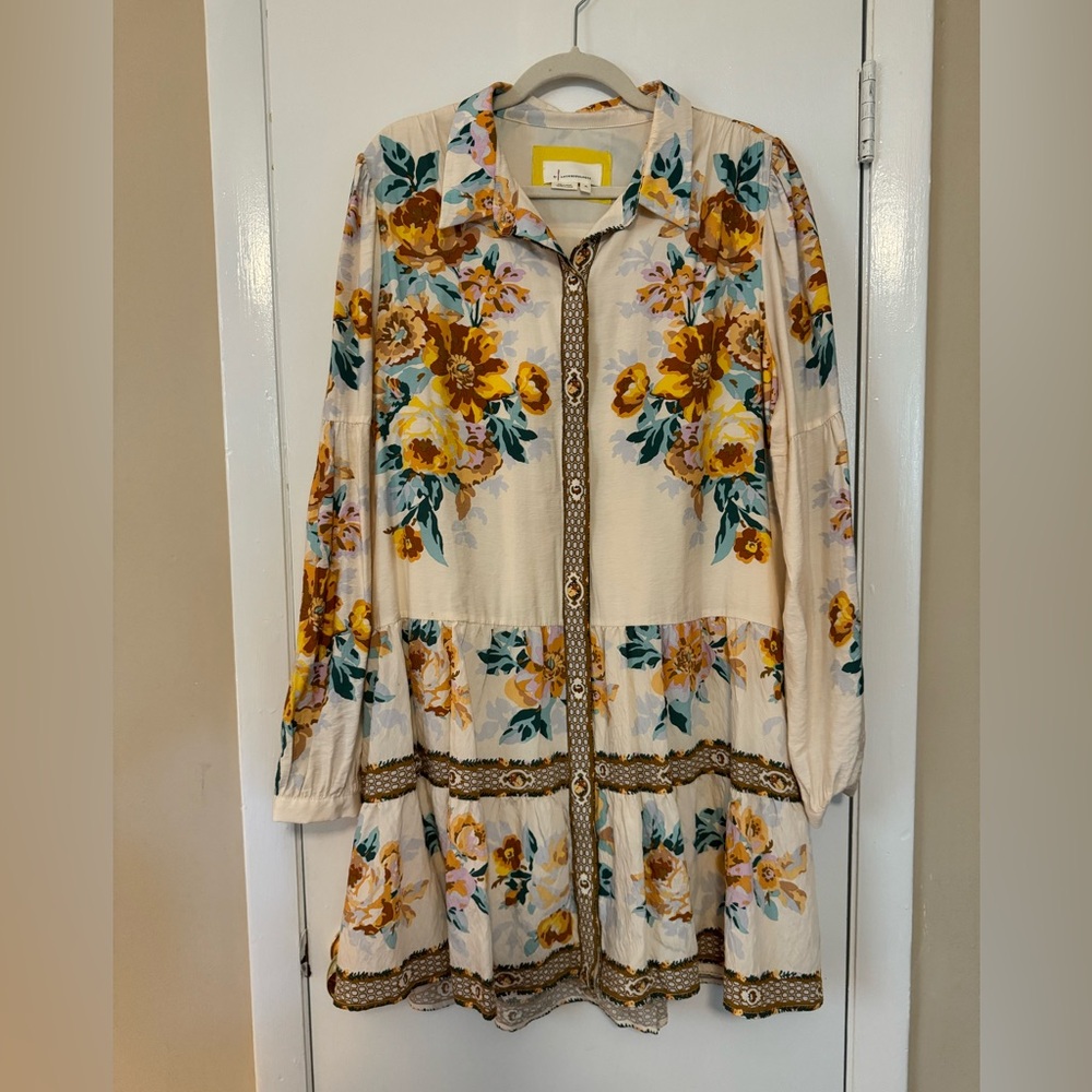 Anthropology Tiered Mini Shirtdress size XL